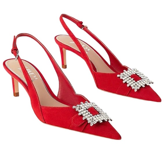 Zara Red Heels with Silver Buckle - Picture 1 of 15